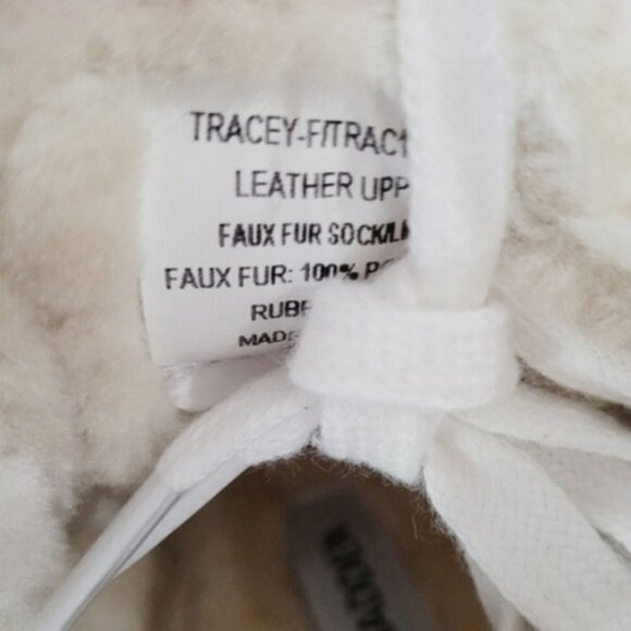 Steve Madden Tracey Leather Upper Faux Fur Studded Sneakers Booties Lace - Picture 3 of 5